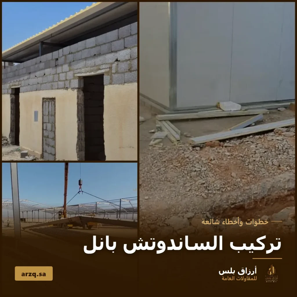 غلاف مقال تركيب الساندوتش بانل يعرض ثلاث صور من تنفيذ أرزاق بلس