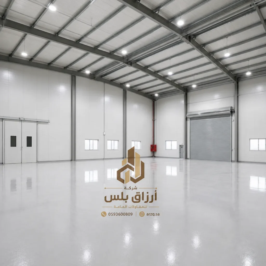 الفراغ الداخلي لصالة معزولة بإضاءة علوية وأبواب جانبية