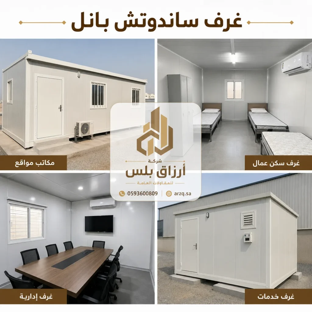 لوحة تسويقية تجمع صور غرف جاهزة من الداخل والخارج مع عنوان عربي